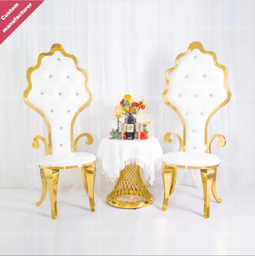 Fashion Royal Design Stylish High Wedding Furniture , Stainless Steel Wedding Banquet Throne King Chair