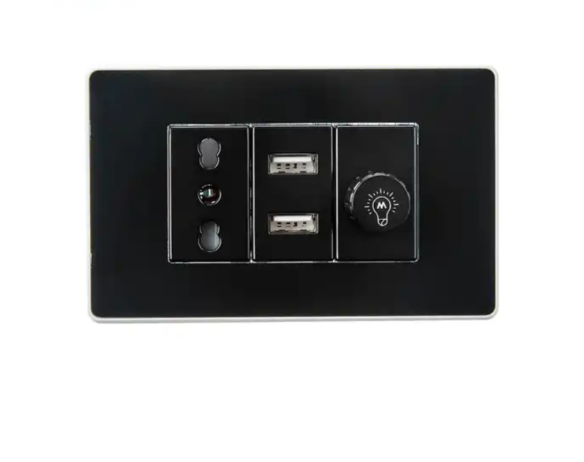 AG2396.AFBK AG Series Acrylic Full Black Color ZA Z&A Electric dimmer Switch with USB