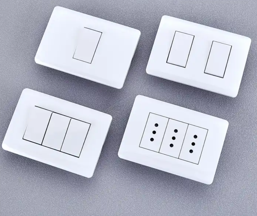 TB Series White 1 gang 2 gang 3 gang Push Button Home Wall Electric light Switches and Sockets