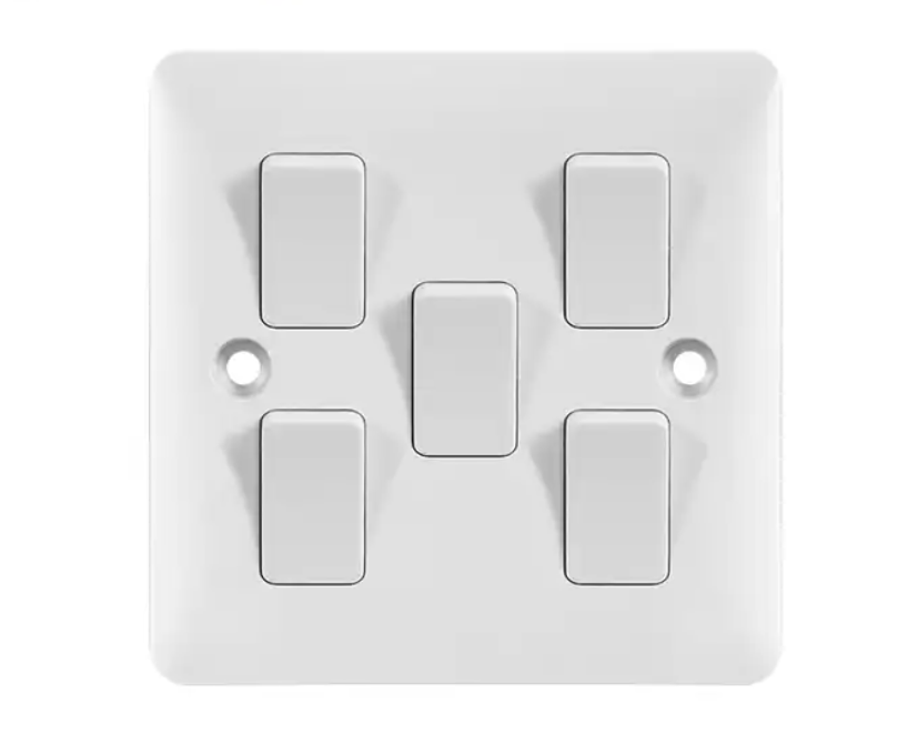 BS Standard 5gang 1way led strip Light wall Switch and socket