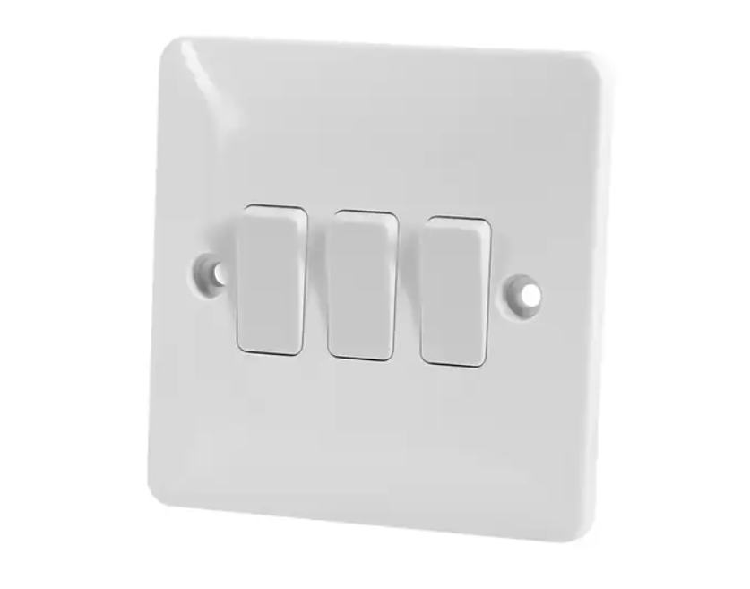 High Precision 86*86mm 3 Gang Wall Switch And Socket