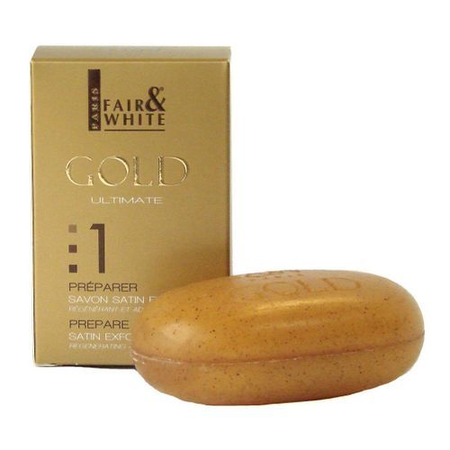 FAIR AND WHITE 1: GOLD SATIN EXFOLIATING BAR SOAP 200GR / 7OZ