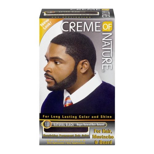 Creme Nature Men's Hair Color By Creme Of Nature, Rich Black, For Hair Mustache & Beard, 1 Application