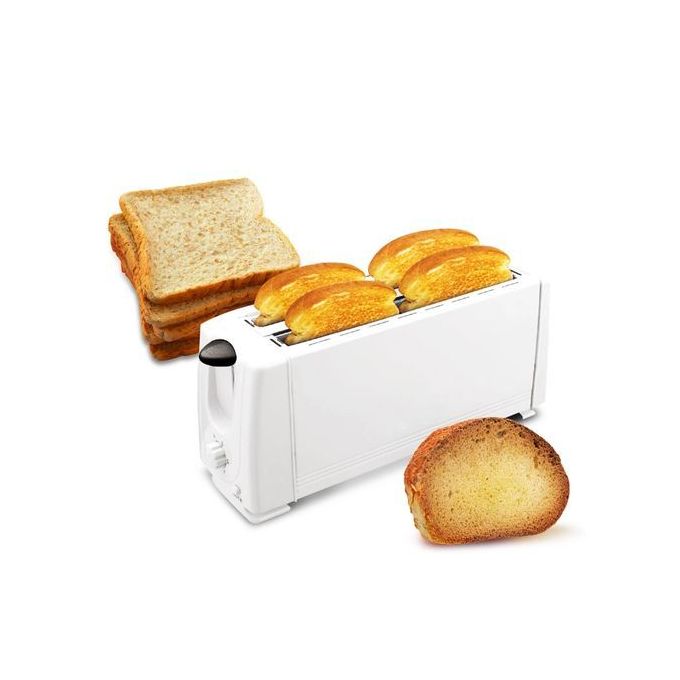 Haeger Quality Breakfast 4 Slices Bread Toaster With Open Tray At The Bottom-White