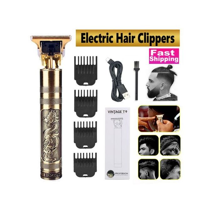 T9 Dragon Monster Cordless USB Rechargeable Metal Hair Clipper Gold