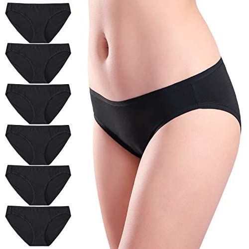 Ladies Cotton Panties/ Knickers, 6 Pieces, Black