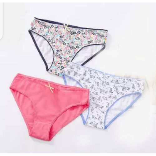 3Pc Lady Pure Cotton Panties - Multi-color