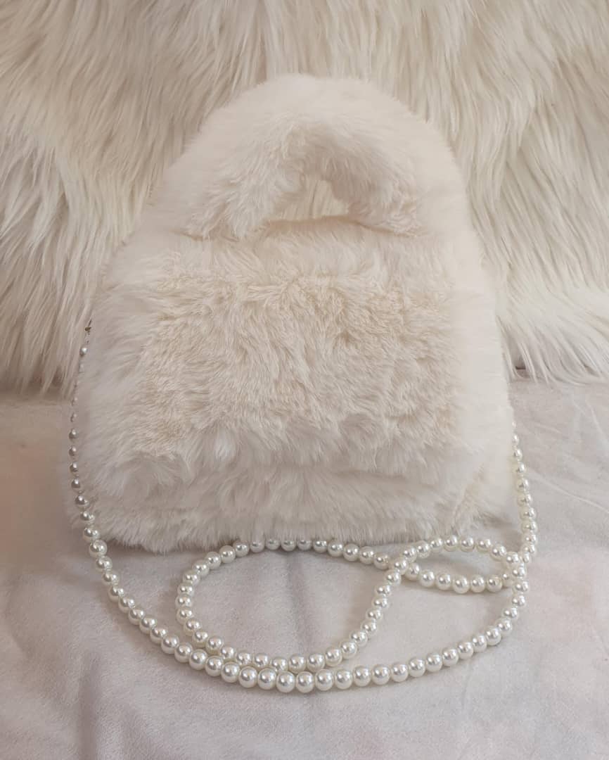 Ladies Fur Hand Bags - White