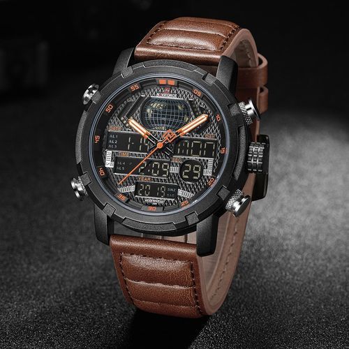 Naviforce Dual Luxury Water Proof Men's Watch - Brown