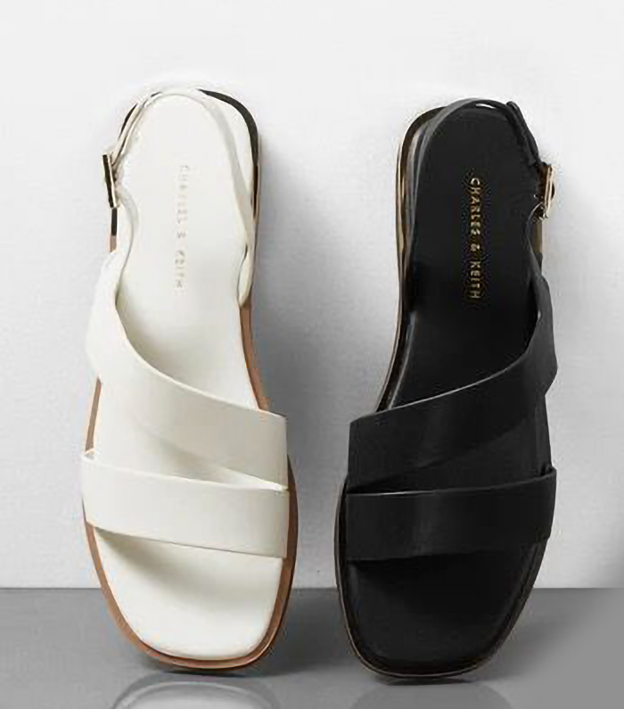 Charles And Keith Strap Sandals - Black, White