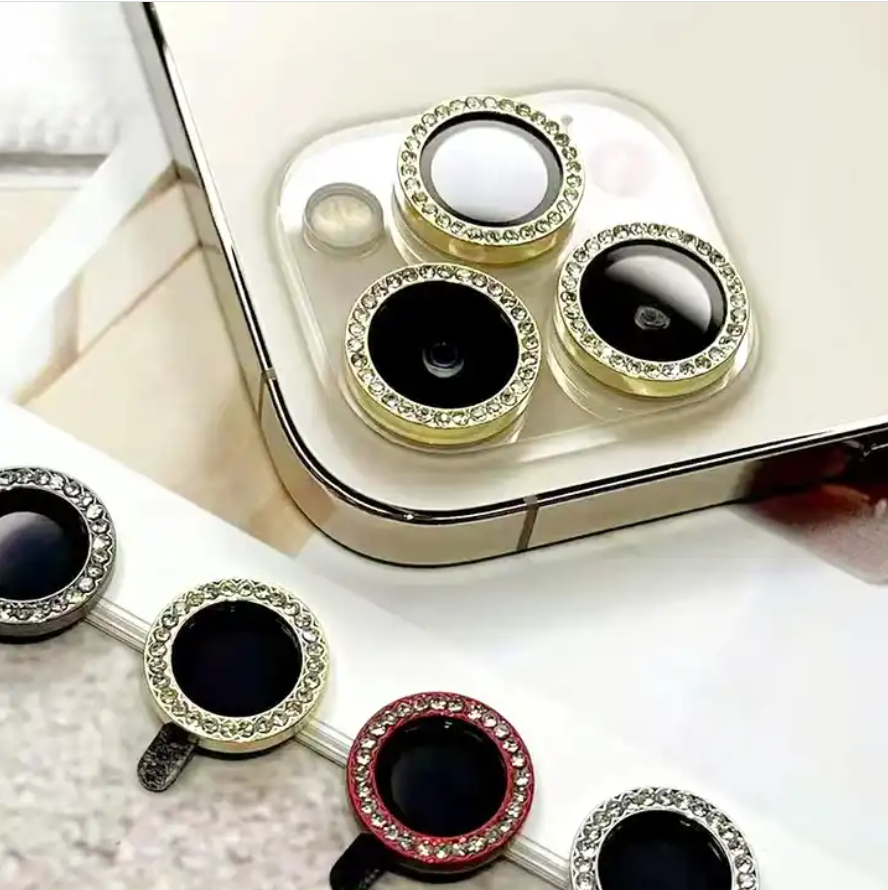 Glitter Diamond Tempered Glass Lens Ring Camera Lens Screen Protector For iPhone 13 12 11