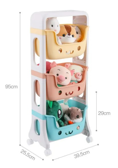 Kids Storage Book Toy Shelf Plastic Material for Home Use Cartoon Choice Baby Box China Style Packing Furniture Environmental - mulit colour