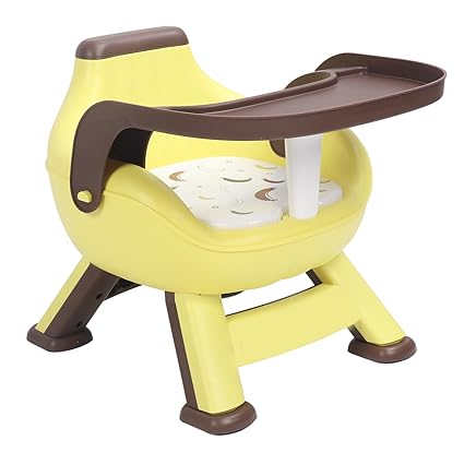 Toddler Feeding Chair, Booster Seat with Tray Backrest Large Seat Area High Bearing Capacity Sound Cushion Safety Support Easy Installation for Home - yellow