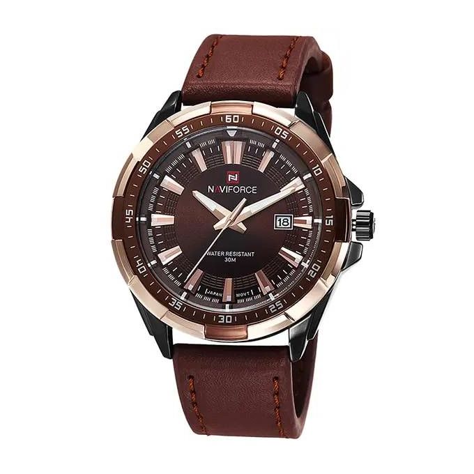 Naviforce Analog Leather Strapped Watch - Brown