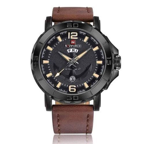 Leather Strapped Analog Mens Watch - Brown