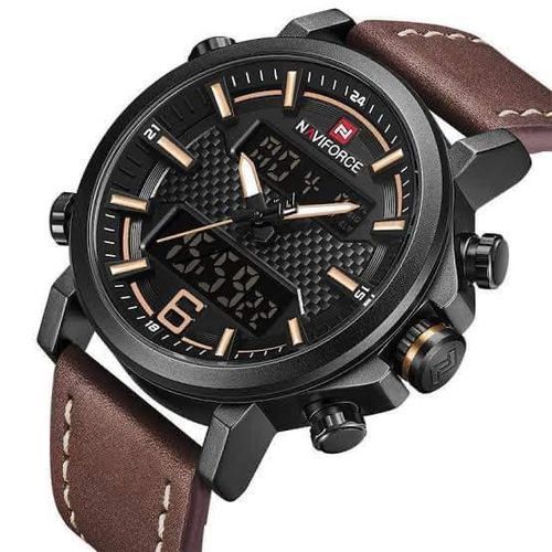 Analog Leather Straps Men's Wrist Watch-Brown