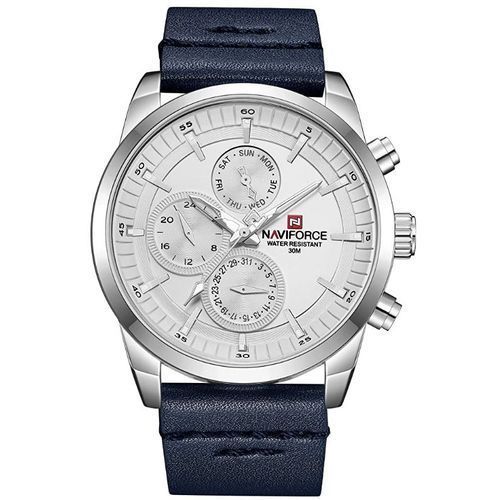 NF9148 - Men's Designer Leather Strap Watch - Blue