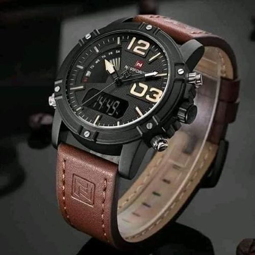 Naviforce Luxury Leather Strapped Chronograph Watch - Brown