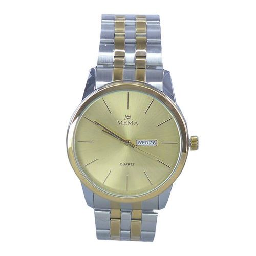 Mema Mens Day And Date Analog Watch - Silver/Gold