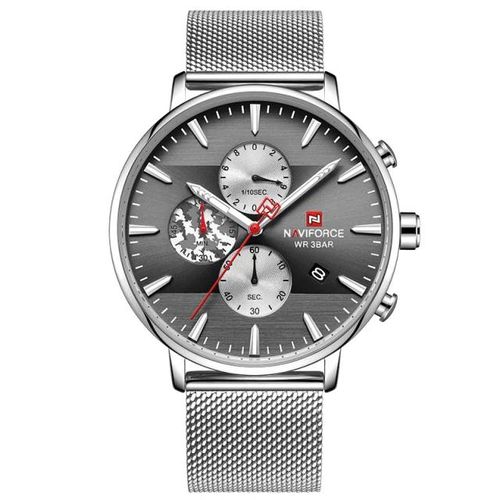 Naviforce Mesh Designed Analog Unisex Designer Watch - Silver