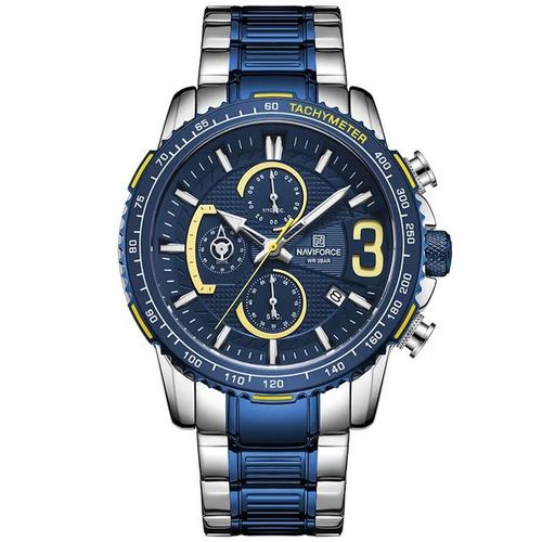 Naviforce Luxury Stylish Chronograph Analog Watch - Blue, Silver