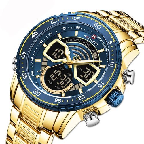 Stainless Steel Waterproof Chronograph Watch - Gold