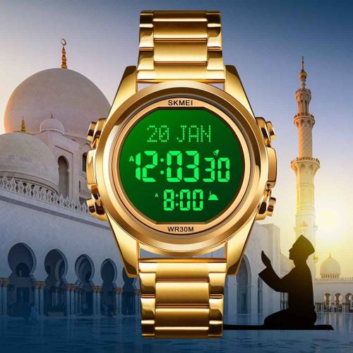 Muslim Qibla Digital Watch _ Gold
