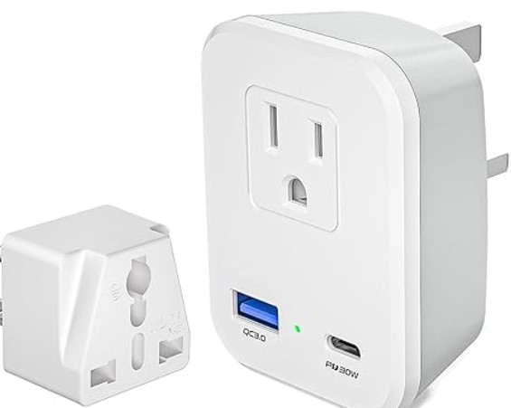 ADAPTOR UNIVERSAL UK PLUG TYPE G 2 AC OUTLET