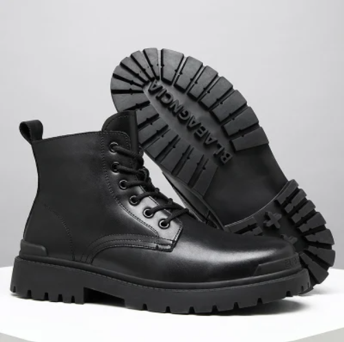 Leather Casual Low Heels Men Boots