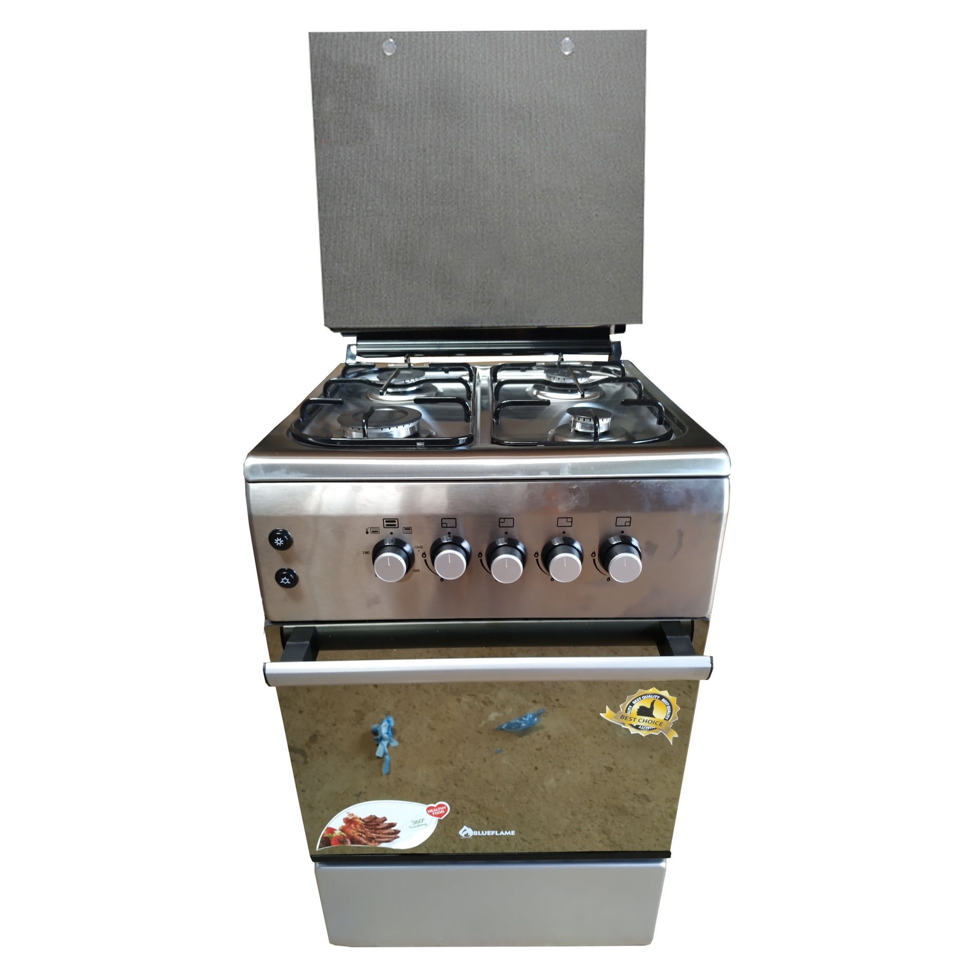 BlueFlame Cooker NL6040G 60x50cm 4 gas Burners With Gas Oven, Inox – Stainless Steel