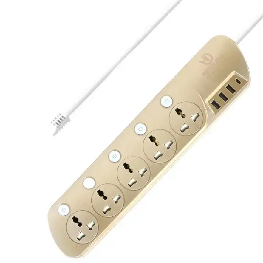 Universal Extension Socket 5 Outlets with 3 USB Port 1 Type-C With Individual Switch Power Socket
