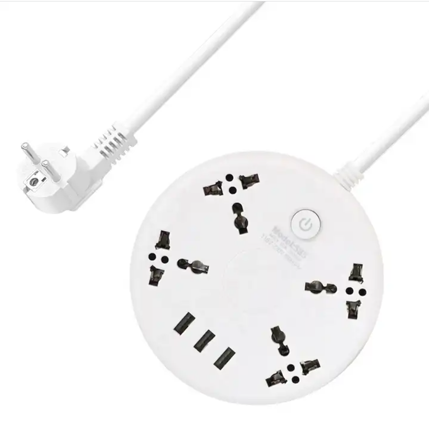 High-quality multi-function Universal Power Strip 4 Outlet 3 USB Extension Socket