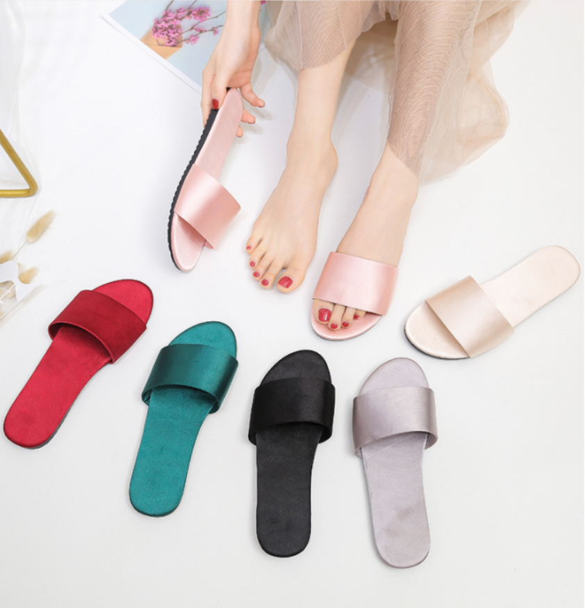 Women New Style Silk Satin Home Slippers