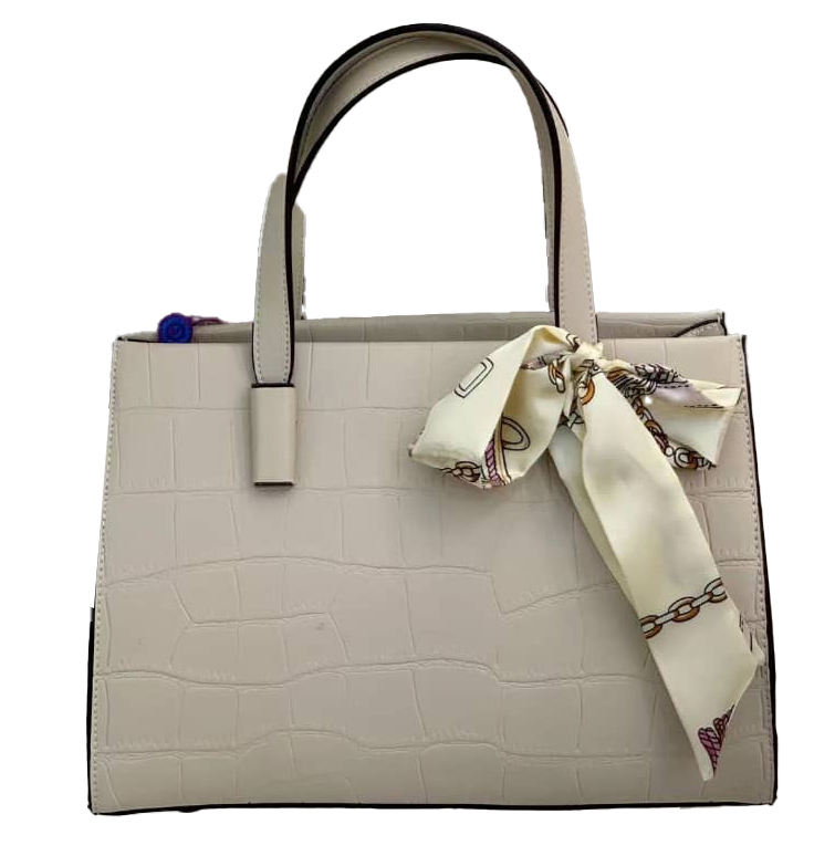 Elegant Ladies Leather Hand Bag - White +scarf