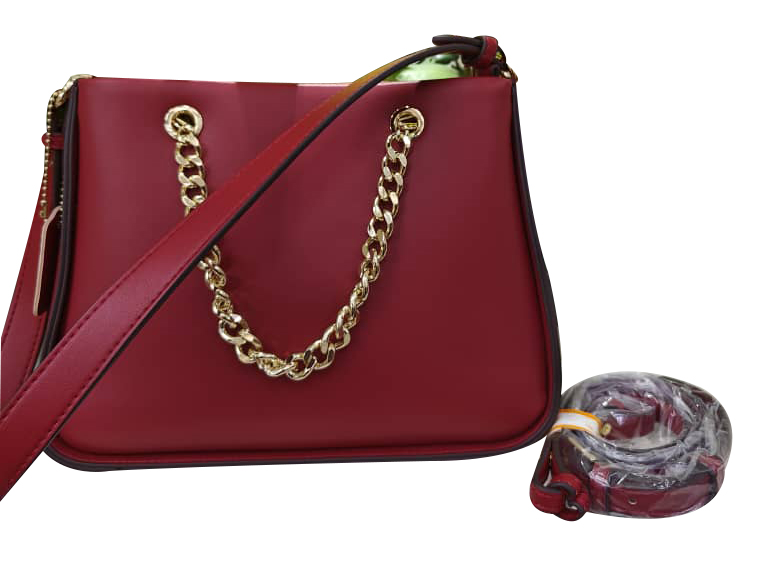 Elegant Ladies Leather Shoulder Bag - Red