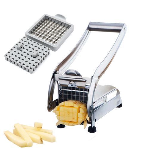 Stainless 2 Blades Potato Chipper Slicer Chip Cutter Chopper - Silver