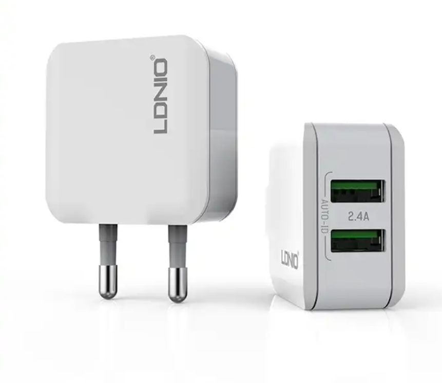 LDNIO Wholesale EU/US Plug Mini Size Portable 2 USB Dual Ports 2.4A Auto-ID USB Mobile Phone Charger