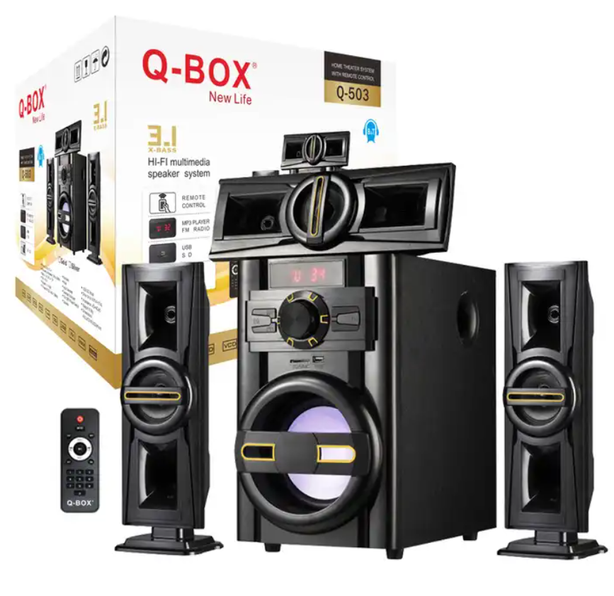 Q-BOX Q-503 New Strong Bass alarm motorcycle mp3 player with speakers 3.1 Home Theatre Sound System Speaker