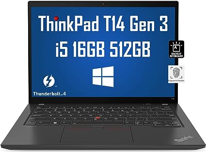 Lenovo ThinkPad T14 Gen 3, Intel Core i5-1235U,8GB Base DDR4,512GB SSD M.2 2280 NVMe,Integrated,No OS,14.0" WUXGA AG 300nits,HD RGB Cam,Intel AX211 2x2AX_6E+BT, ,Y-SCR,Y-FPR,4 Cell 52.5Whr,65W USB-C 3PIN-UK,BKLT KB UK-ENG, ,3 Year Carry-in,,