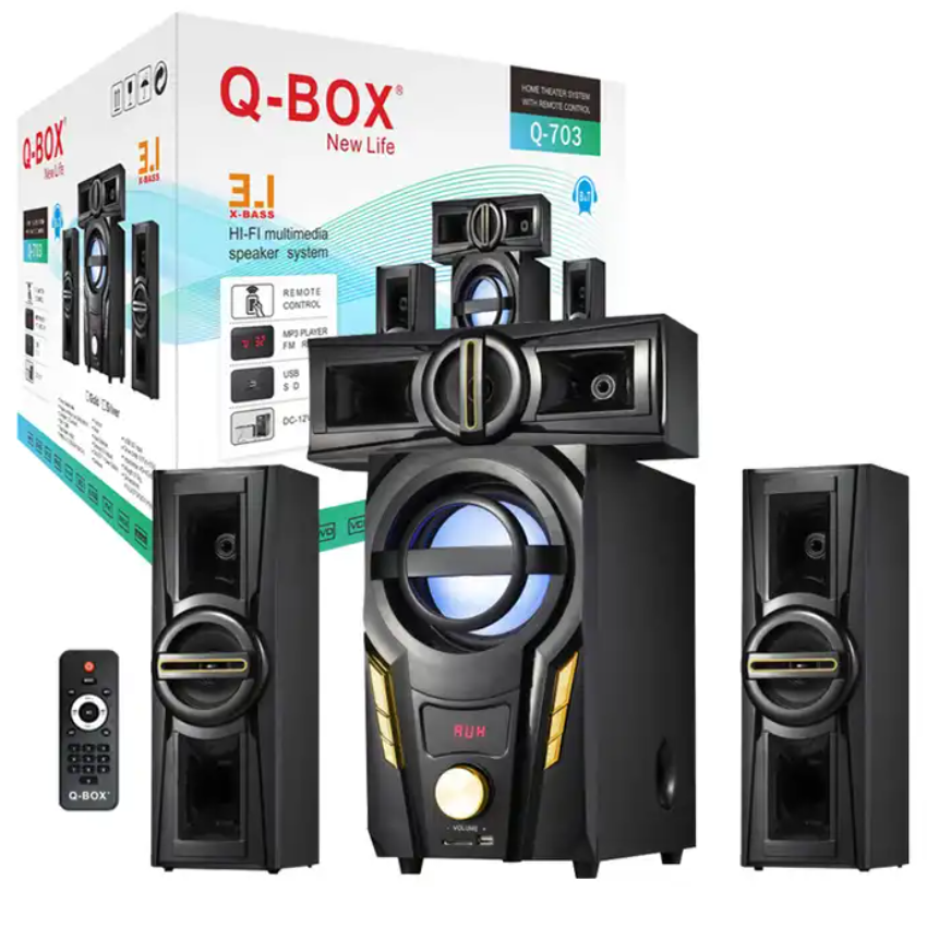 Q-BOX Q-703 New stage feedback speaker min speaker portable sound bar with Subwoofer Home Theatre wireless