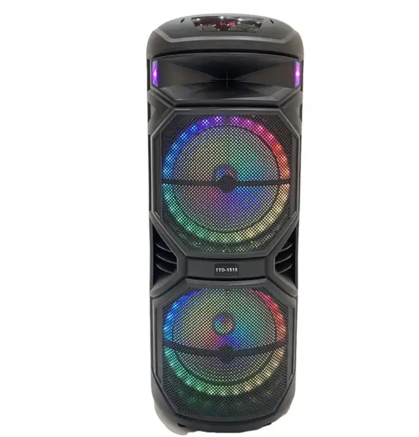 TDTD-1515 double 15.5 inch portable trolley speaker portable speaker with microphone portable party speaker