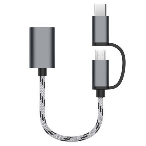 Original Accessories Type-C Male + Micro Usb Male Female Otg Adapter - Grey