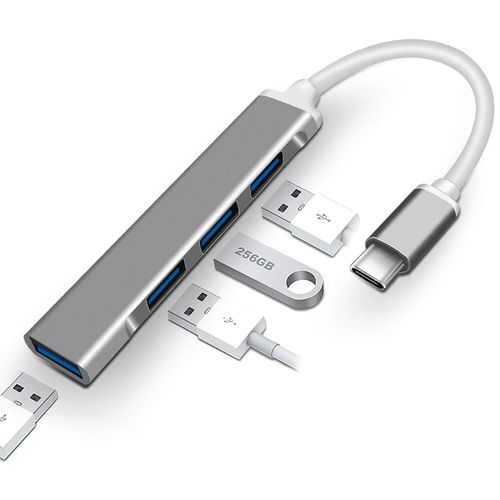 USB C To 3.0 Adapter 4 Port USB 3.0 Hub -Grey