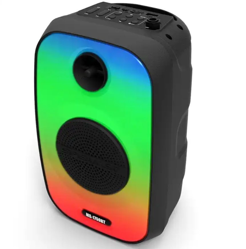 Museeq Mini Stereo Sound System Built-in Microphone with Flame Lights DJ Bass Portable Bluetooth Wireless Party Speakers