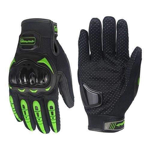 Motorcycle Touching Screen Hard Knuckle Riding Gloves - Green