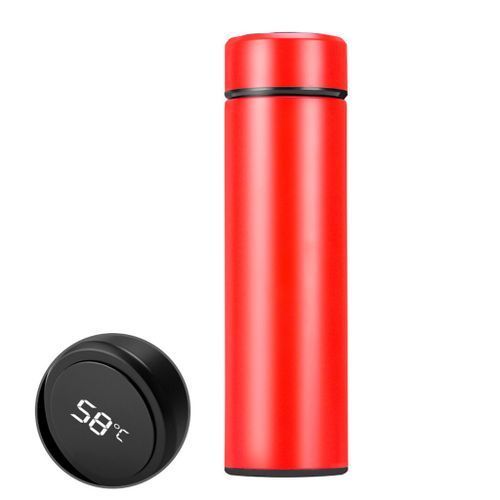 500ML Smart Led Temperature Display Insulated Stainless Steel Flask Bottle - Red