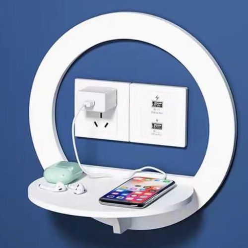 Wall-Mounted Mobile Phone Charging Holder Storage Organizer Desk- White.