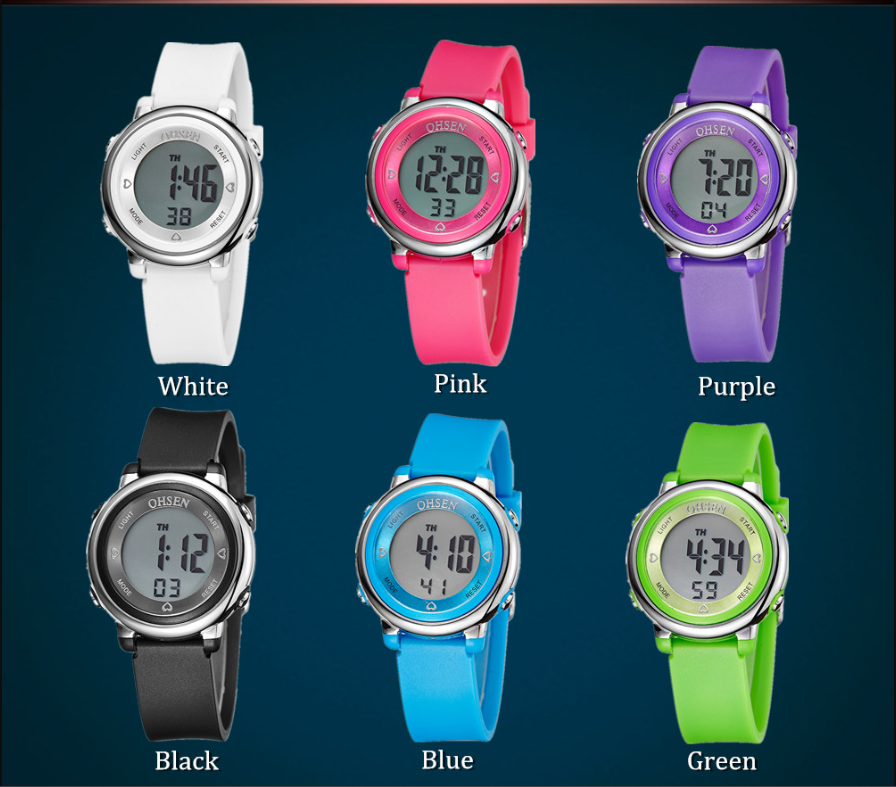 OHSEN 1605 Children Fashion Sport Waterproof Watch LED Digital Multi-function Back Light Colorful Wrist Watch