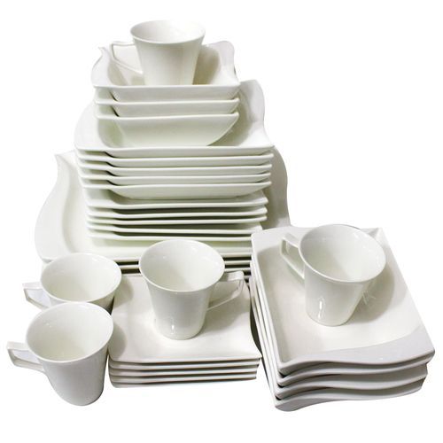 36 Piece Rectangle Dinner Set - White