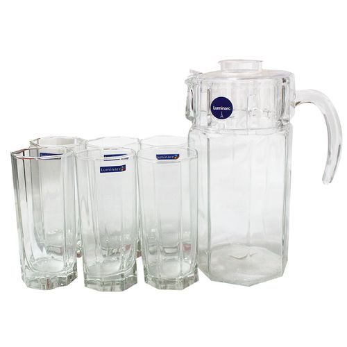 6 Pieces Of Juice Glasses Cups And 1 Jar Water Set -Colorless